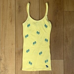 Abercrombie & fitch yellow Tank Top with Blue Flip-Flop Print size xs